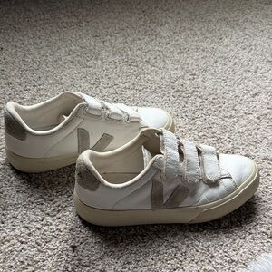 Veja White and Silver Sneakers